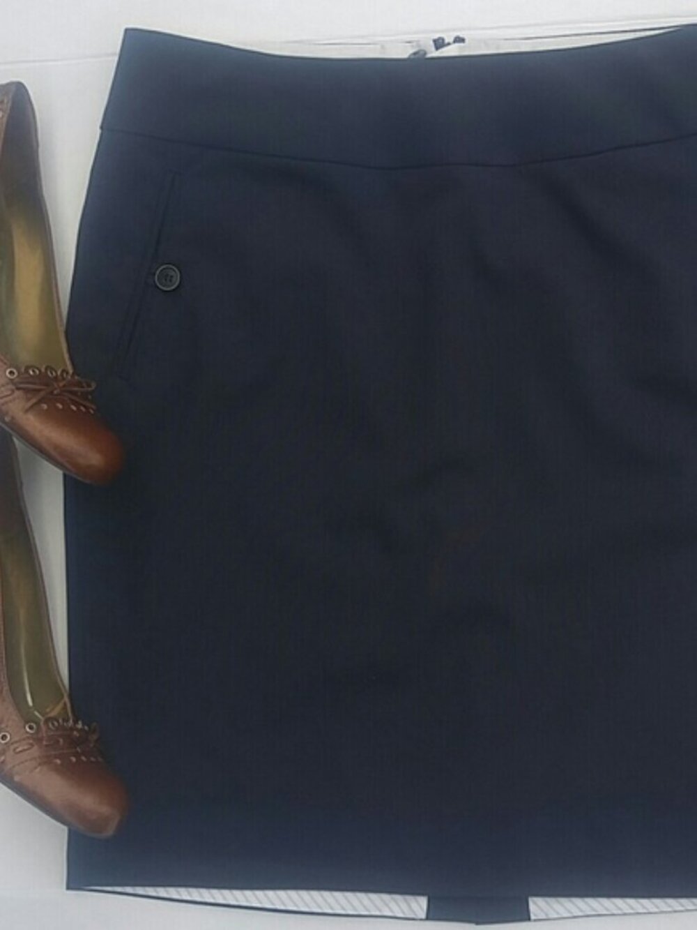 Mexx SZ 8UK Vintage Navy Blue Pencil Skirt with Back Center Zip Mini